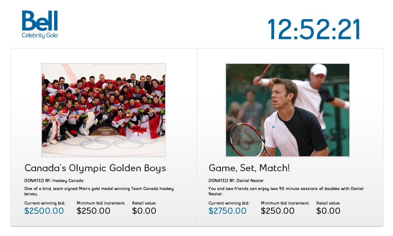 Bell Celebrity Gala: Interactive Auction